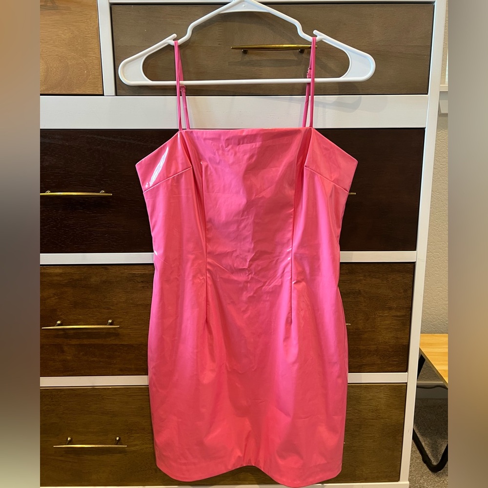 H:ours from Revolve Pink Patent Leather Dress with Adjustable Straps - Worn Once